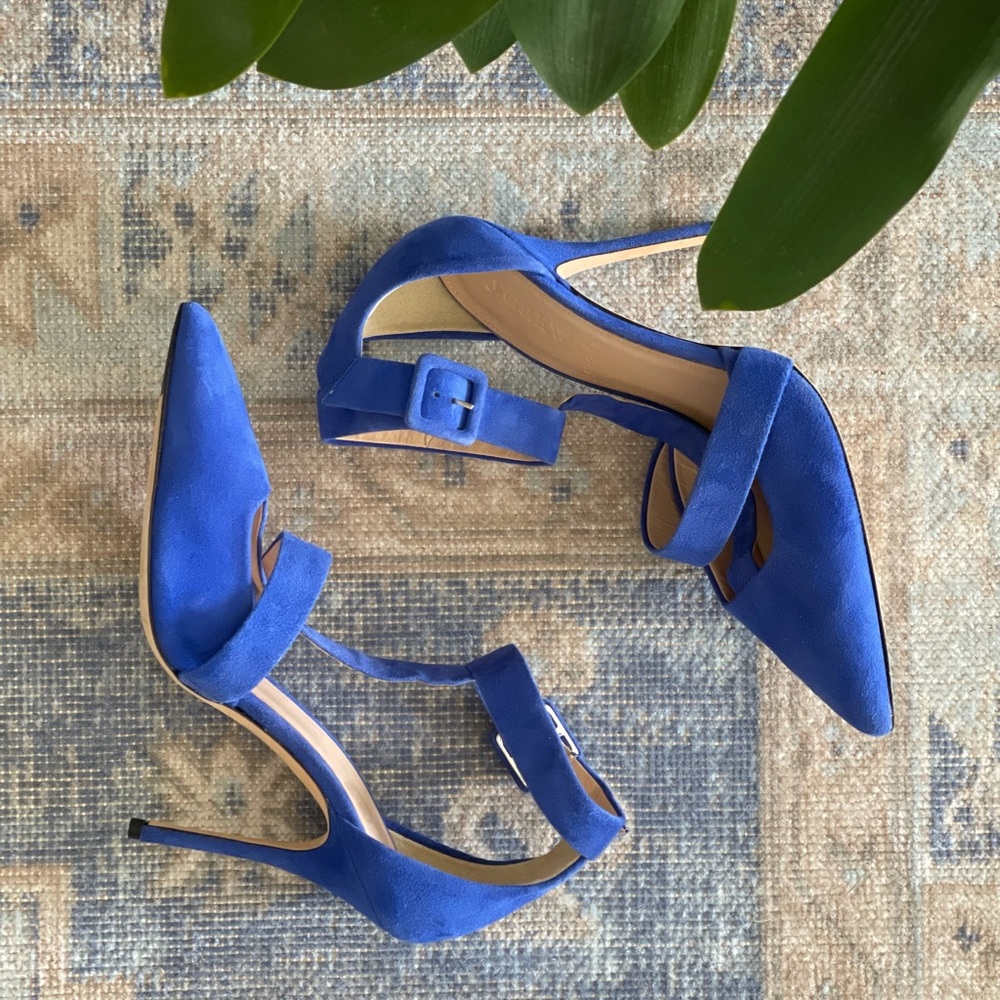 J. Crew Blue Suede Heels NEW!